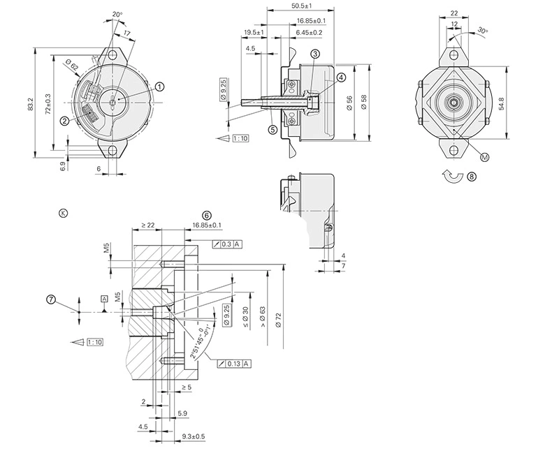 Encoder Heidenhain ECN 1313 2048 Escalator Elevator Traction Machine Encoders ECN 1313 2048 62S12-78 Hollow Shaft Encoder