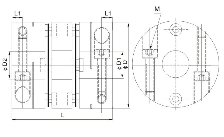 Diaphragm type LD2 encoder coupling
