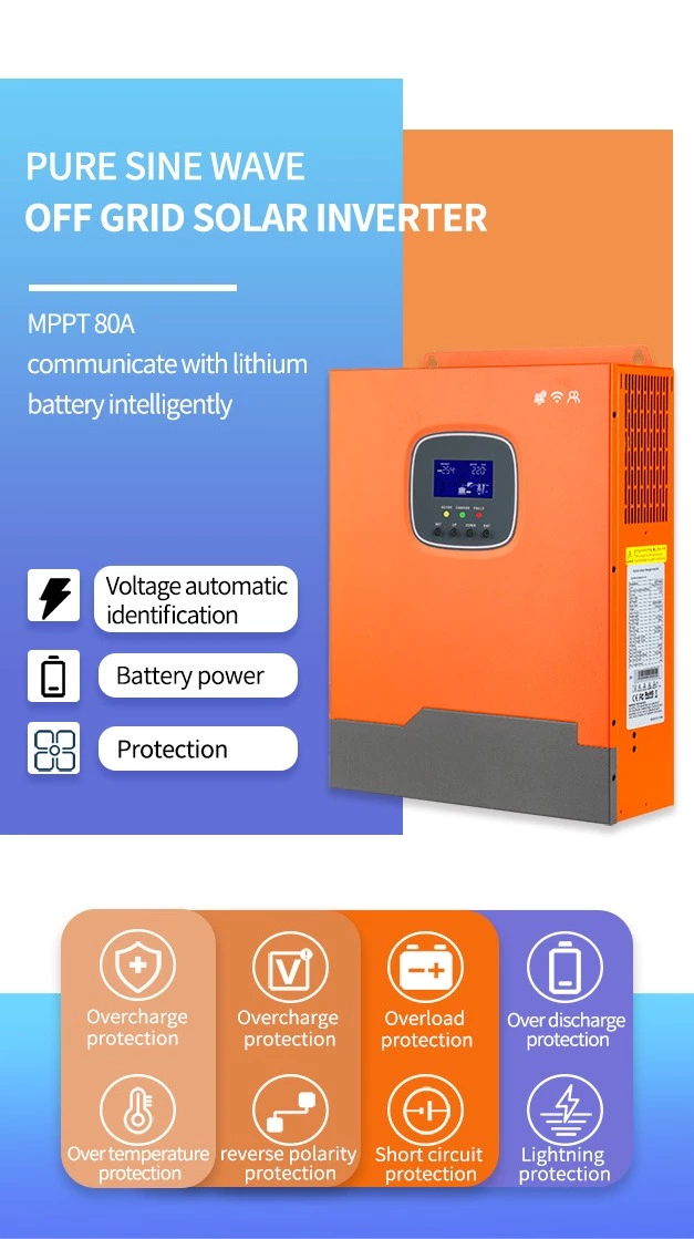 SDPO-5500W PRO photovoltaic hybrid inverter 24V-220V Hybrid solar charge inverter mppt controller charge