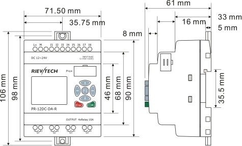 RIEVTECH Micro PLC PR12-DC-DA-R Mini PLC with Non-expandable Programmable logic controller