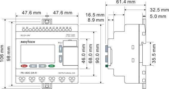 RIEVTECH hot sales intelligent mirco PLC PR18-DC-DA-R Programmable logic controller expandable range PLC