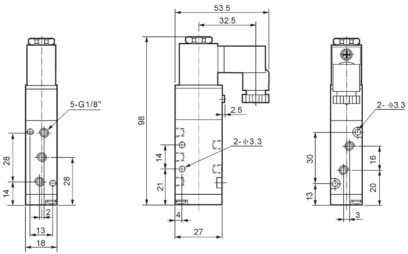 4V110-06 5/2 Way 40 Micron Filtered Control Airtac Type Air Pneumatic Solenoid Valve