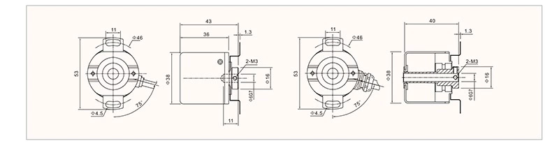 Hot Sale 38mm Square Flange Hollow Shaft Incremental Rotary Encoder