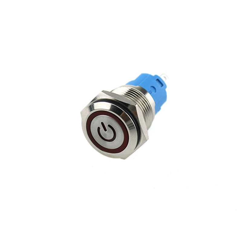 16mm Lighted Switches Illuminated Metal Flat Round 12V Red Led Waterproof Push Button