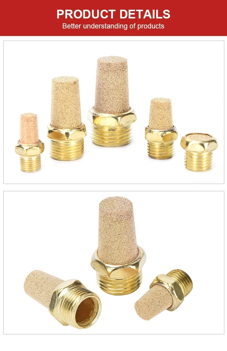 Air Silencer brass copper Fittings Pneumatic Valve Flat End Exhaust Muffler