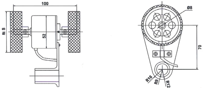 ISA5208 Solid shaft diameter 8mm; outside diameter 52mm; Encoder with meter wheel
