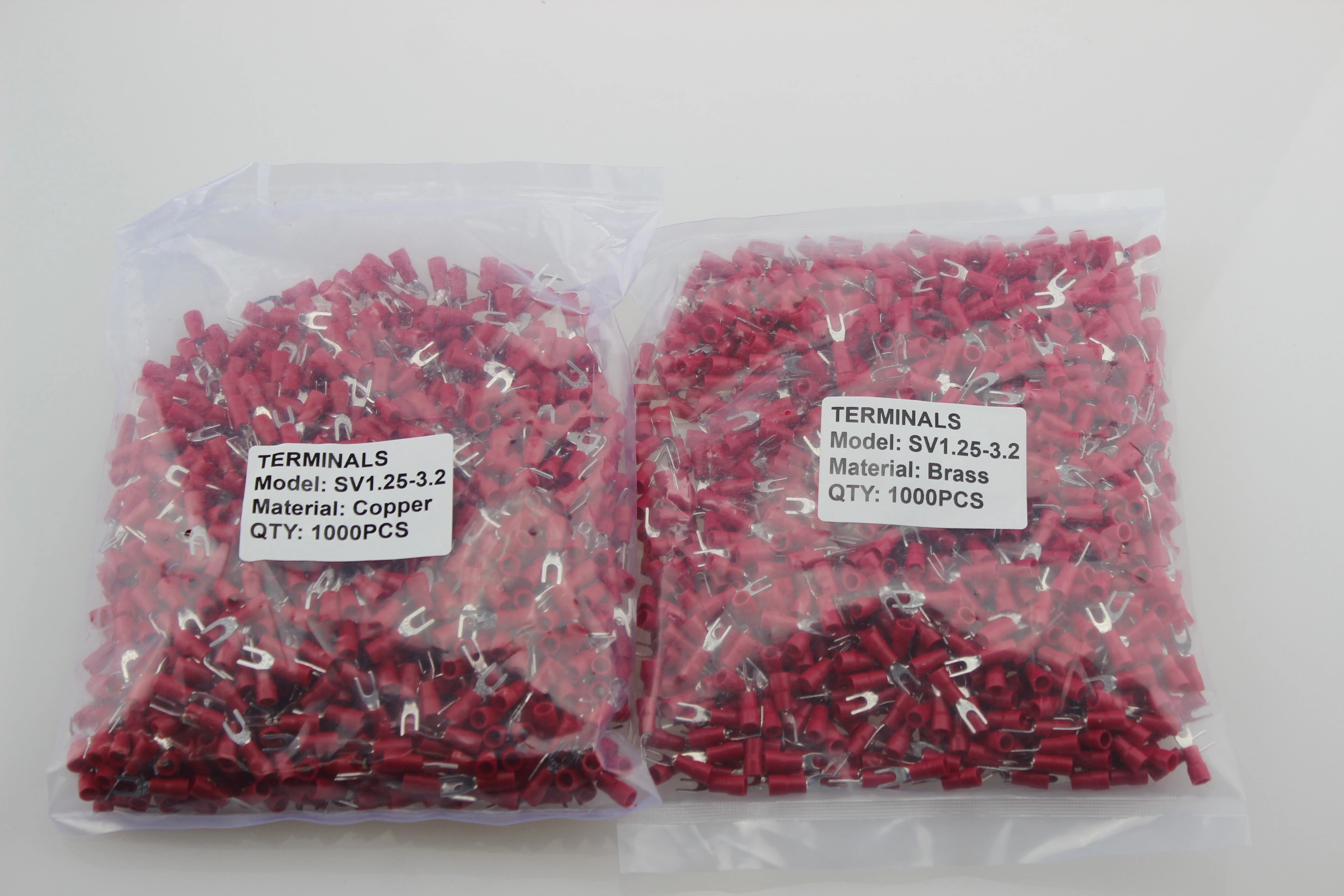 SV1.25-3.2 Insulated brass or copper Fork Terminal Y terminal Red Crimp Terminal cold-pressed terminals