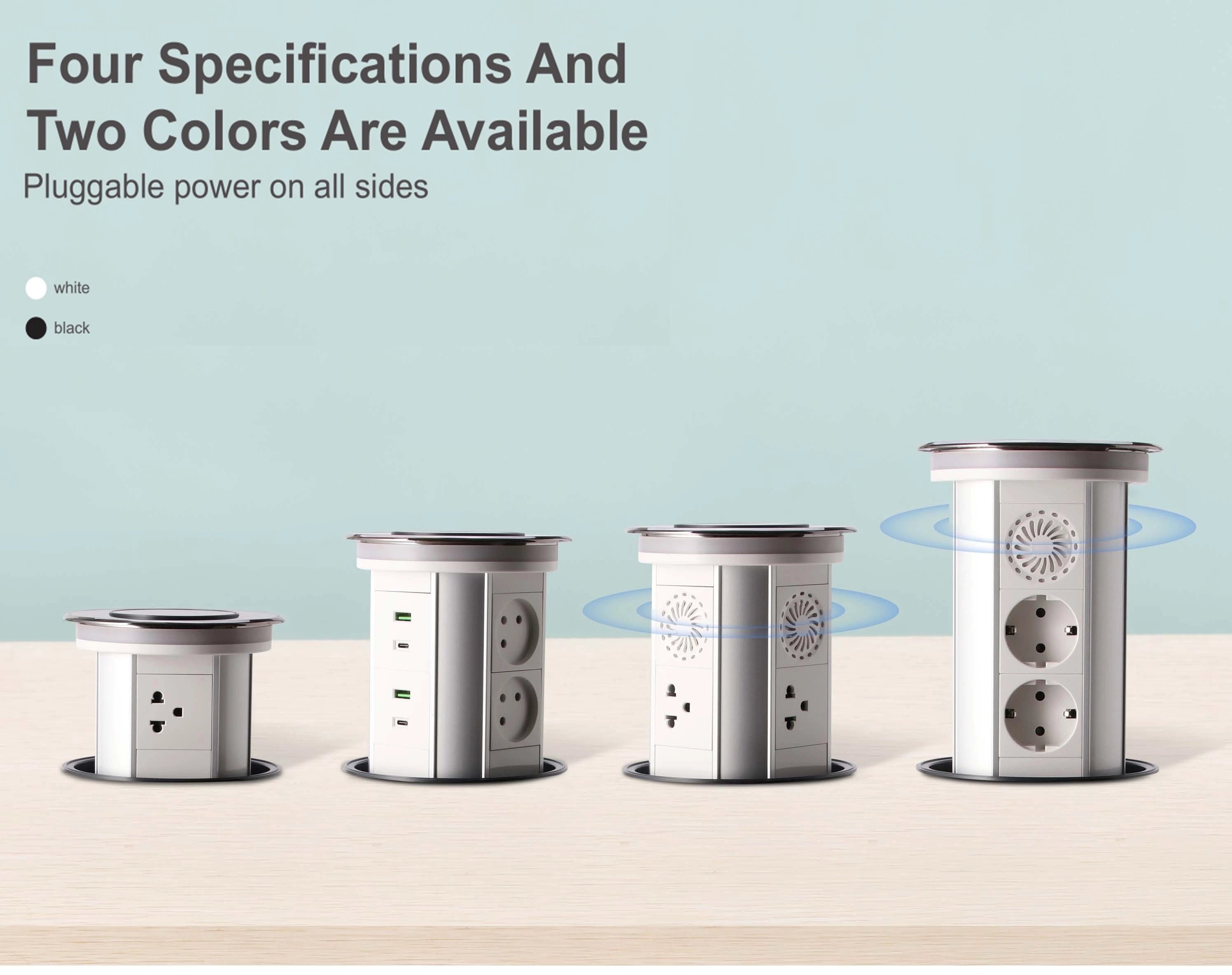 IL Plug Three-position high electric pop up socket with USB-C led light 15W wireless charging electric pop up socket