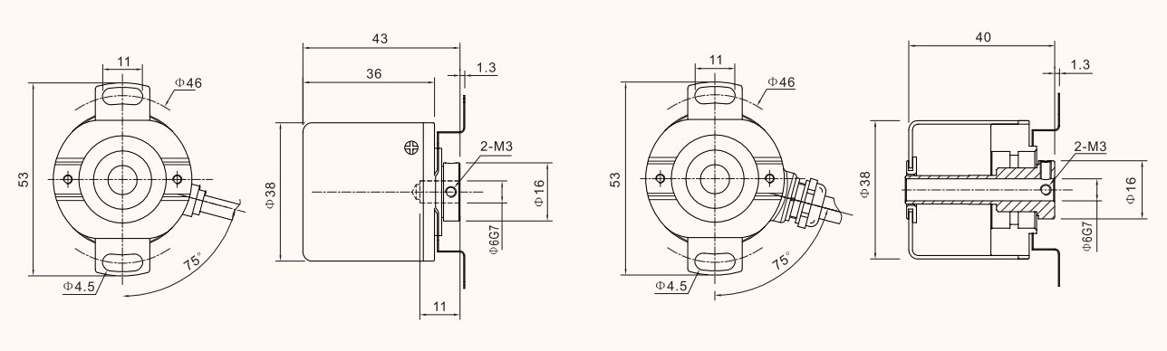 IHA3805-001G-2000ABZ1-5-30F outer diameter 38mm hollow solid shaft incremental rotary encoder
