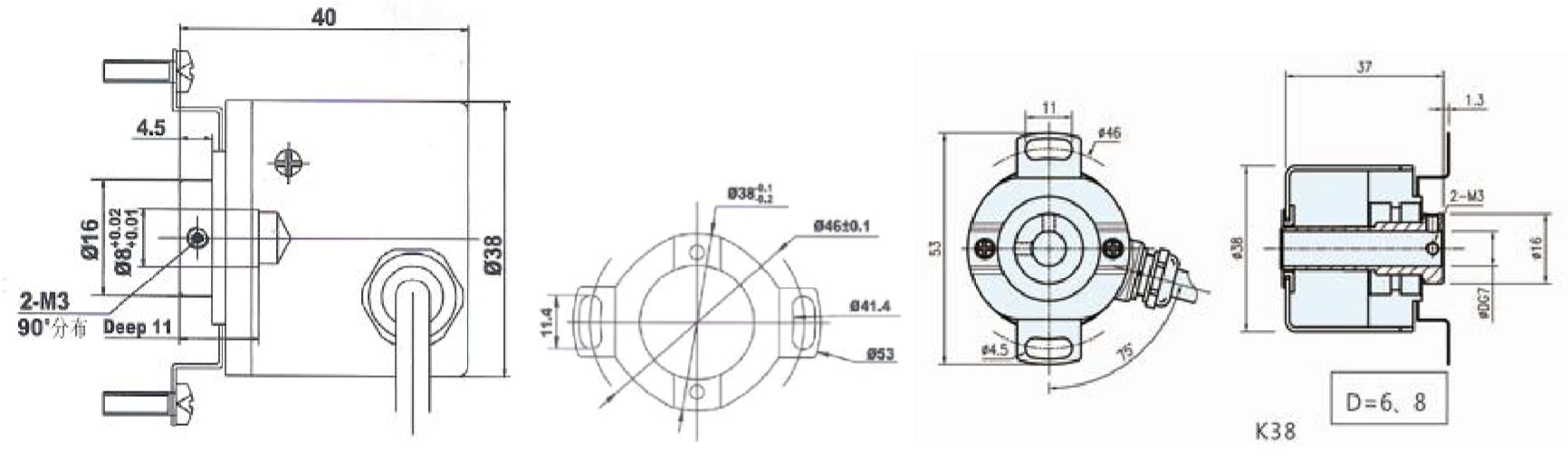 IHC3806-002G-720BZ2-12-24C hollow shaft rotary encoder
