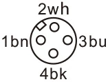 RK02-2-4N 2m Cable Length Curved Hole Sensor Plug Wire