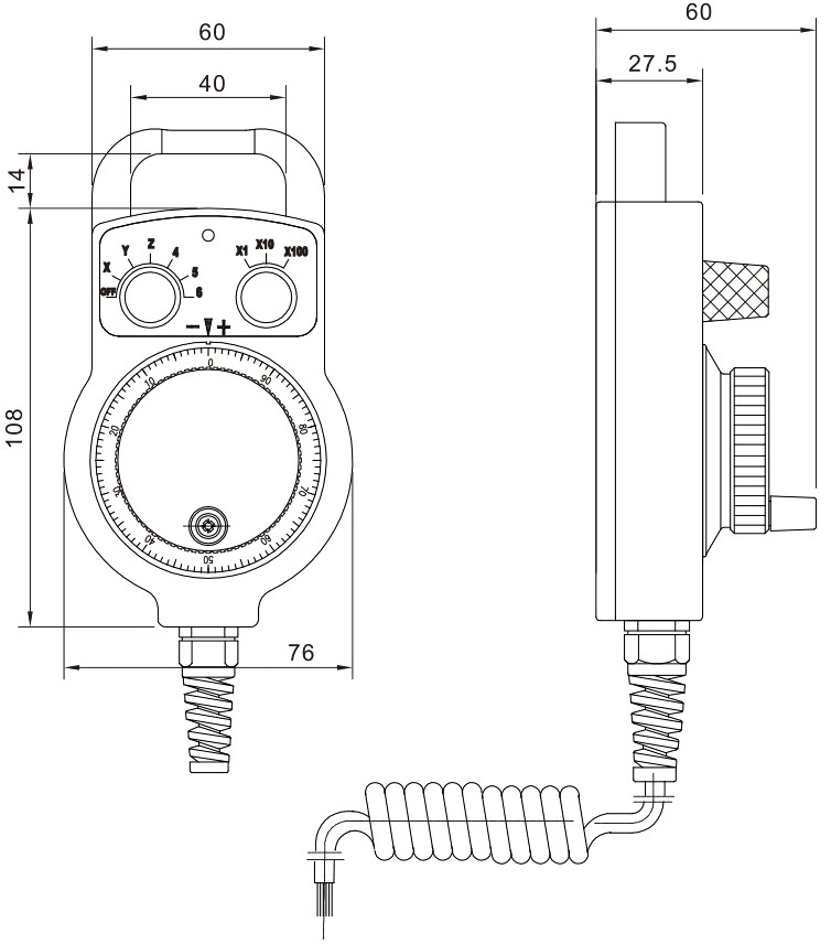 ISMM1274 100ppr Hand Wheel Encoder Manual Pulse Generator for Cnc Machine MPG