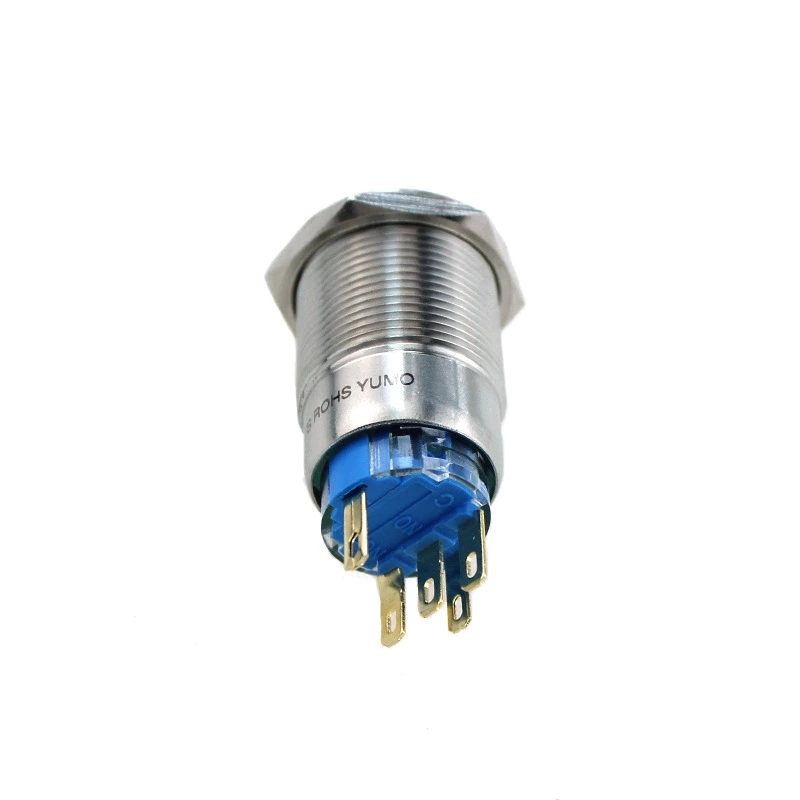 19mm 12V Green Led Waterproof Stainless Steel Metal Push Button