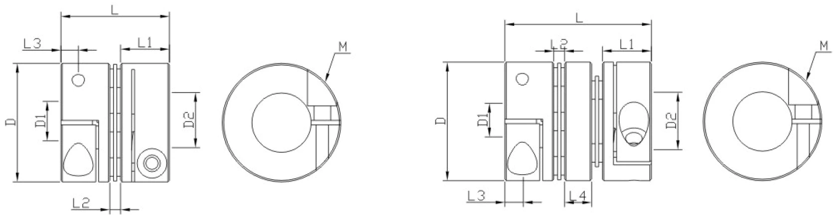 LD2-D34L45 Stainless Steel Flexible Shaft Diaphragm Coupling for Servo Motor