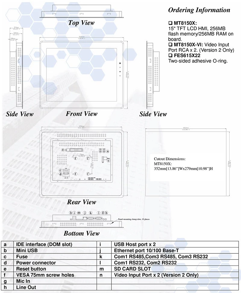 MT8150X 15 inch Human Machine Interface touch screen HMI