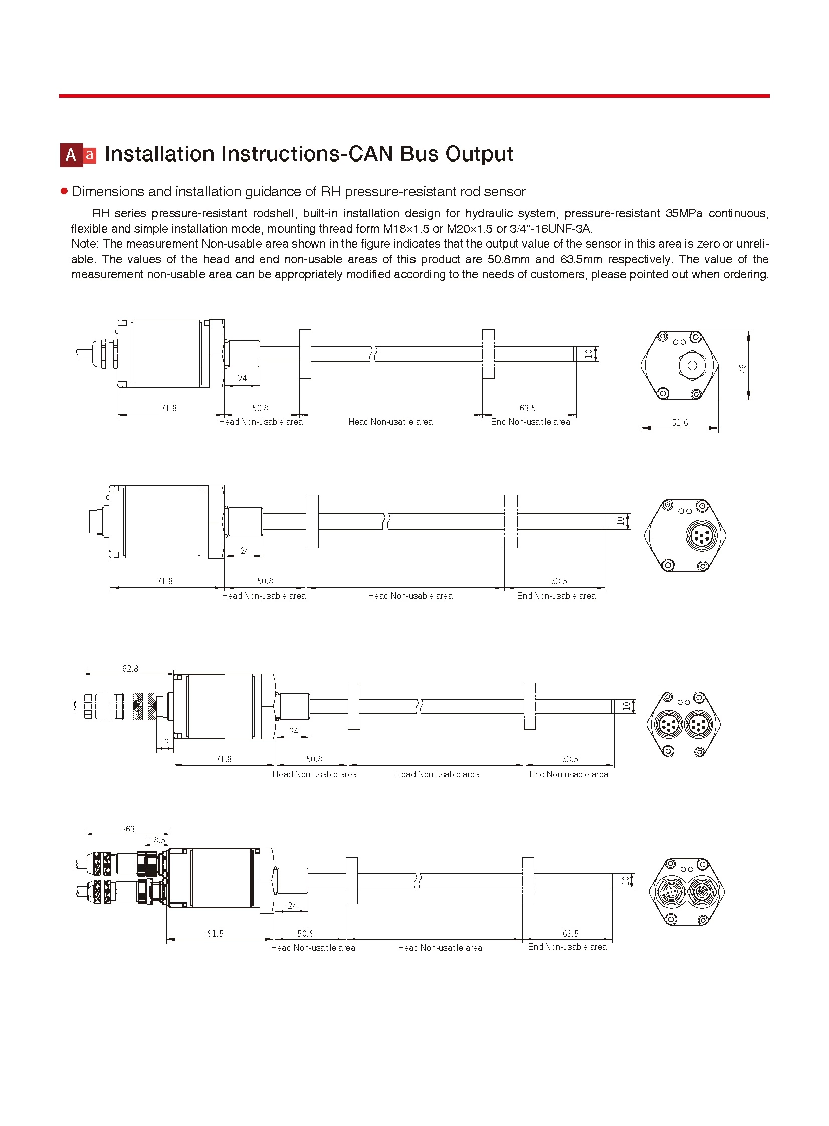 RF CAN Bus Output Flexible Outer Tube Displacement Sensor