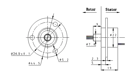 Capsule Slip Ring OD 22mm 3 Circuits 1A Electrical Contacts with CE,ROHS Certificated