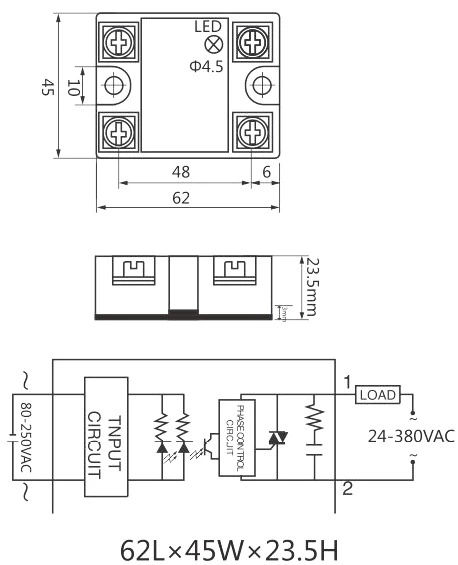 SSR-40AA AC-AC Control Mode 40A Single Phase Solid State Relay