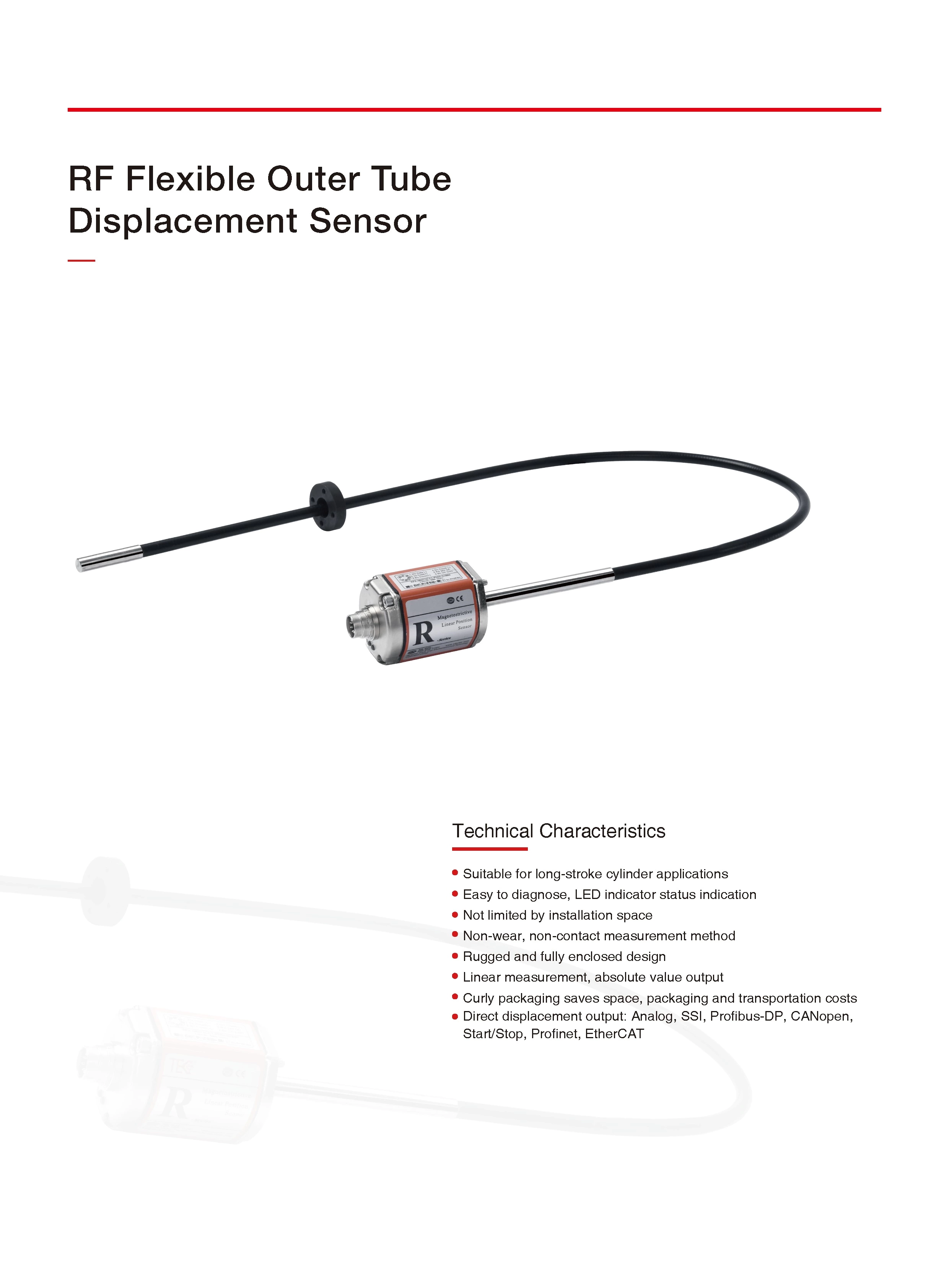 RF Flexible Outer Tube Displacement Sensor SSI Output
