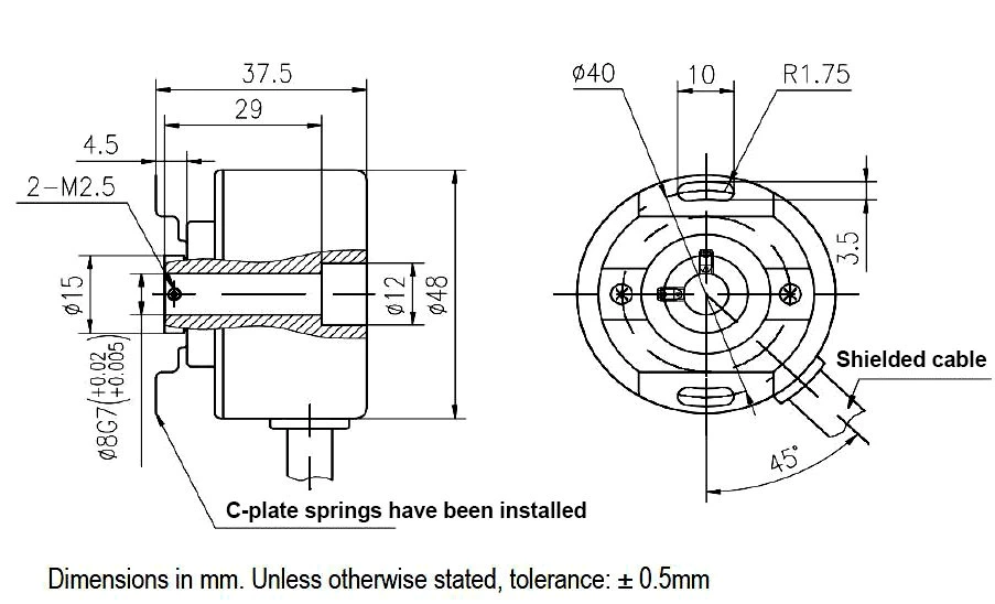 IHU4808 motor Encoder rotary encoders Outer diameter 48mm Hollow Shaft Encoder