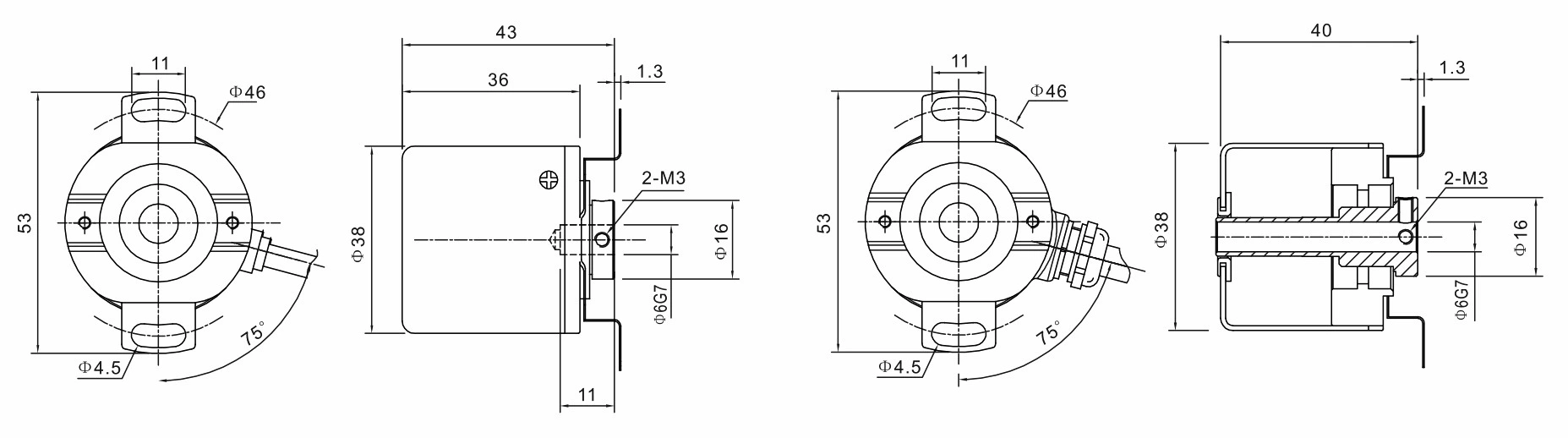 360ppr Industrial Optical Rotary Incremental Hollow Shaft Encoder