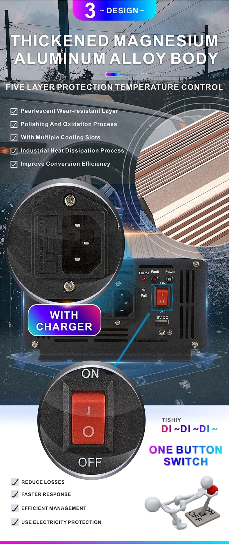 SGPC 1000W Pure Sine Wave Inverter With UPS Inverter 12V 220V Solar Inverter Battery Charger High Frequency