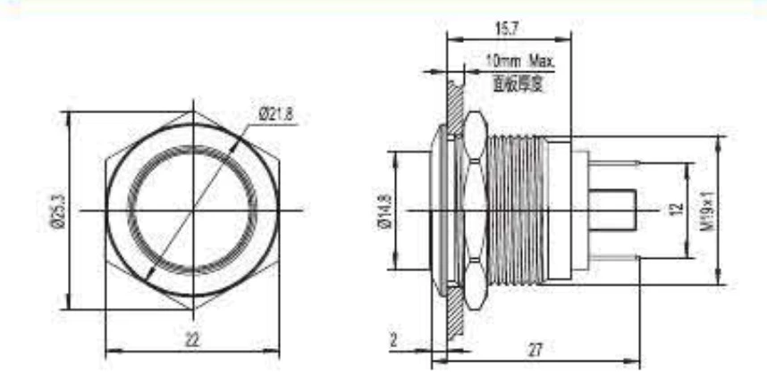Hot Sale ABS19S-P1 Flat Stainless Steel Panel Metal Push Button