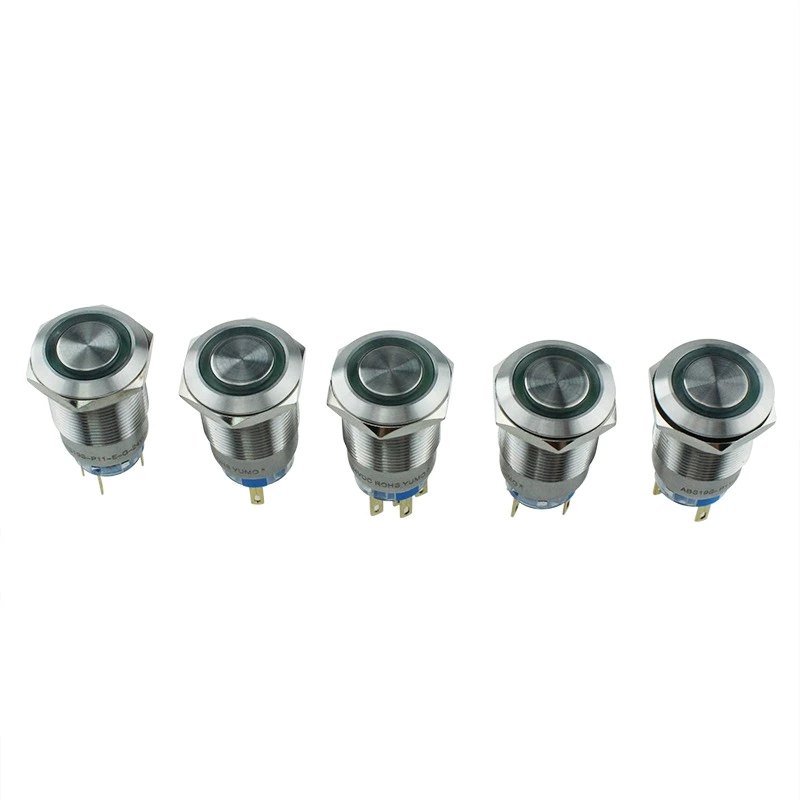 Hot Sale 19mm Ring Illuminated Stainless Steel Metal Push Button