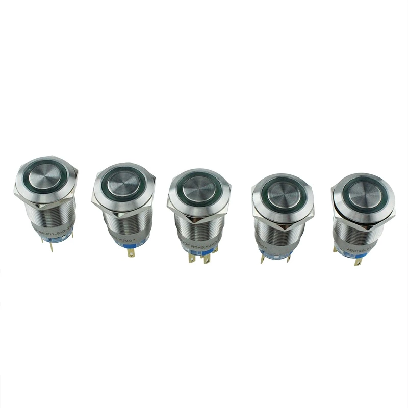 Hot Sale 19mm Ring Illuminated Stainless Steel Metal Push Button