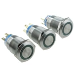 19mm Flat Button Ring Illuminate Latching 5v Led Waterproof IP67 Metal Switch
