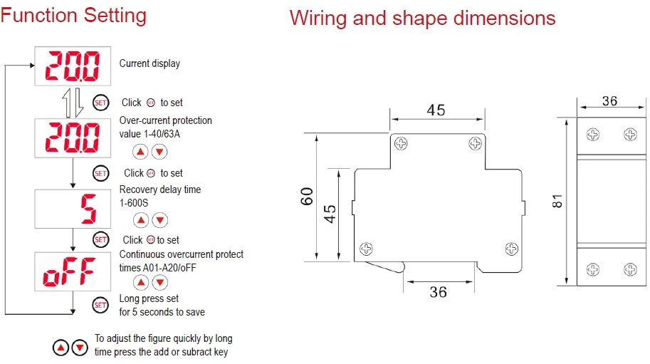 NP3-A OVERVOLTAGE AND UNDERVOLTAGE PROTECTOR 40/63A 185~300VAC