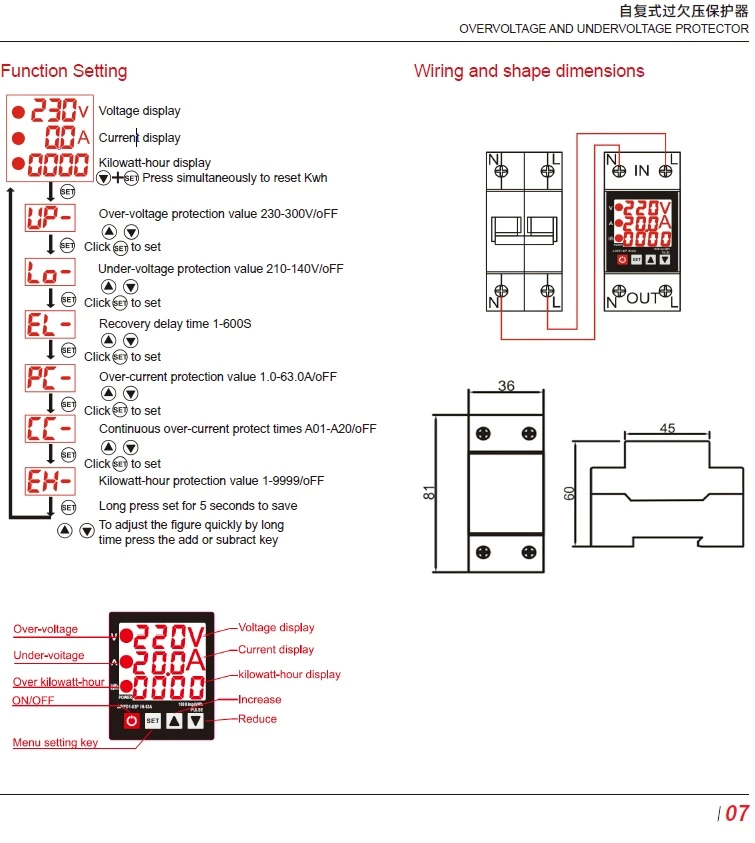 NP1-VAKWH OVERVOLTAGE AND UNDERVOLTAGE PROTECTOR