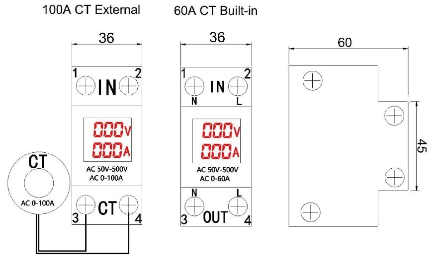 NP-VAM Din Rail Display Meter Smart Electrical Meter