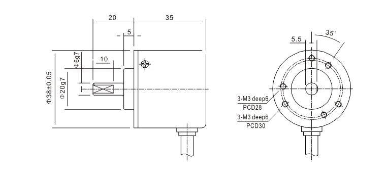 ISC3808-001G-100ABZ3-5-30E rotary shaft encoder