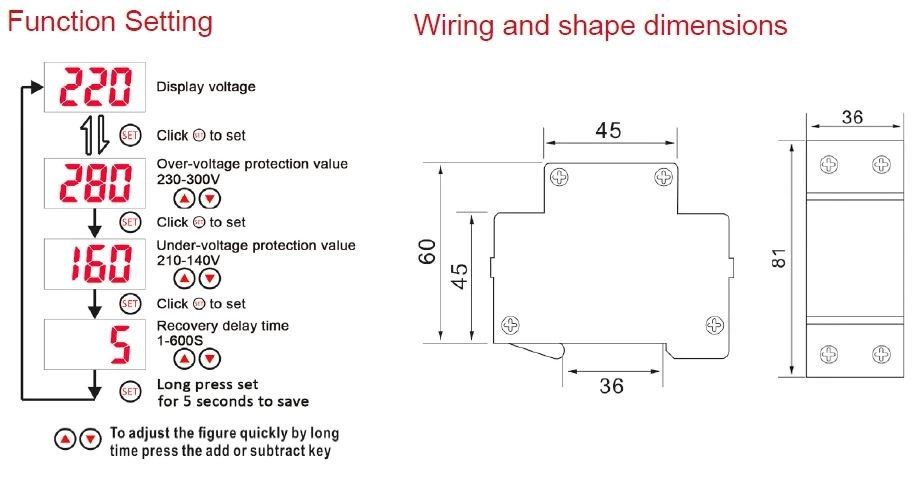 NP3-V OVERVOLTAGE AND UNDERVOLTAGE PROTECTOR 40/63A 80~400VAC
