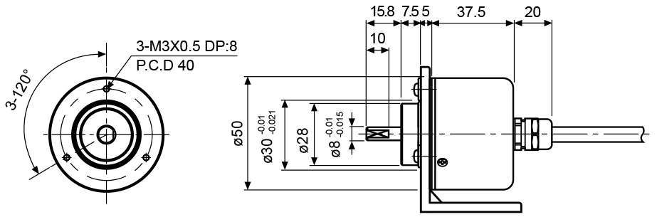 Autonics E50S8 2000ppr NPN Open Collector Output Solid Shaft Incremental Rotary Encoder