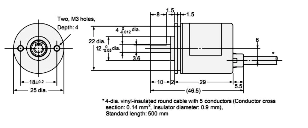 E6A2 Dia 25mm Shaft diameter 4mm Rotary Encoder mini encoder
