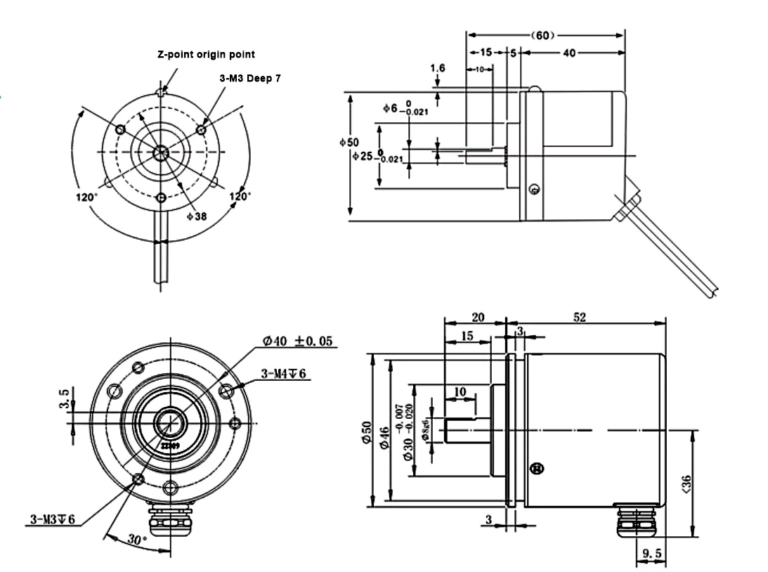 E6C2 Dia 50mm Shaft diameter 6mm 8MM Optical Shaft Encoder