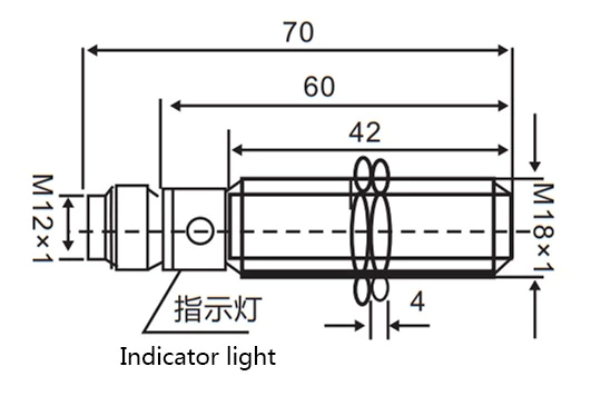 Flush without Cable M12 Connector Type Proximity Sensor Switch