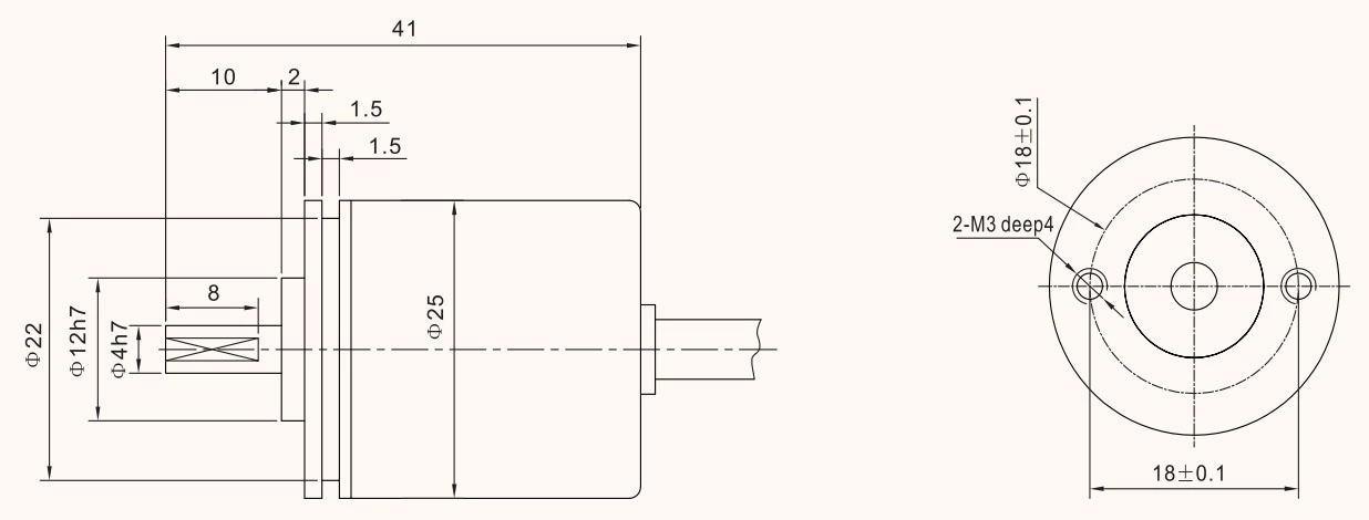ISC2504-001E-200B-5C shaft diameter 4mm 5VDC Solid Shaft Incremental Rotary Encoder