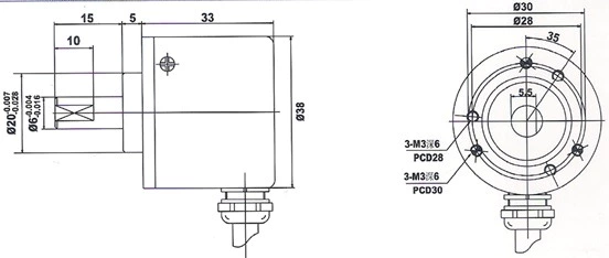 ISC3806-G03-2500BZ1-5L Outer diameter 38mm Solid Shaft Incremental Rotary Encoder