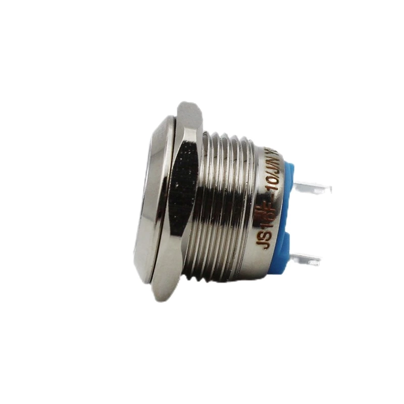 JS16F-10JN pin terminal push on off button metal push button with 16mm flat head push button cover