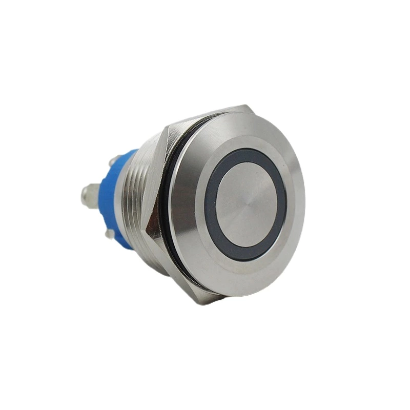 JS22F-11EW12VS screw 22mm flat head momentary push button switch DC12V metal push button with white ring lamp push switch