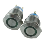 22mm Green LED Waterproof Stainless Steel Metal Push Button