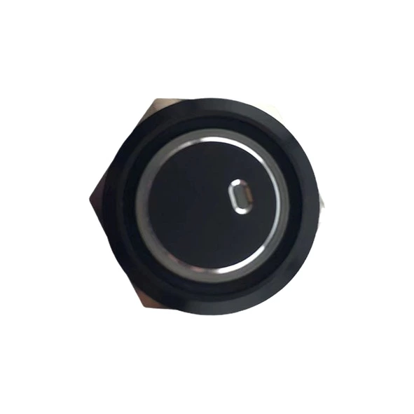 19mm MAX 16A 1NO IP65 Green Ring Light Black Self-locking Metal Push Button Switch
