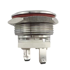 New 19mm MAX Current 16A Metal Push Button Switch Waterproof IP65 Momentary 24V with Blue LED Light