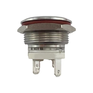 22mm MAX Current 16A Metal Push Button Switch Waterproof IP65 Momentary 24V with RED LED Light