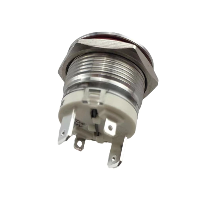 22mm MAX Current 16A Metal Push Button Switch Waterproof IP65 Momentary 24V with RED LED Light