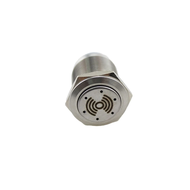 19mm Waterproof Metal Buzzer Alarm Flashing LED Red Glow Intermittent Active Sound Light DC12V Stainless Steel Black IP65