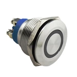 JS22F flat head white ring lamp stainless steel 22mm metal push button Blue metal button